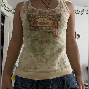 Skinny Minnie Cream and Gold Tank Top